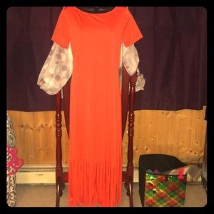 Yellow fringe maxi dress